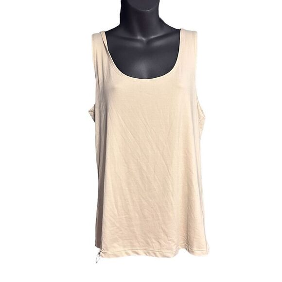 NEW WITH TAGS WOMEN Lillian Nicole Womens tan Round Neck Stretch Pullover Tank T - Picture 2 of 6